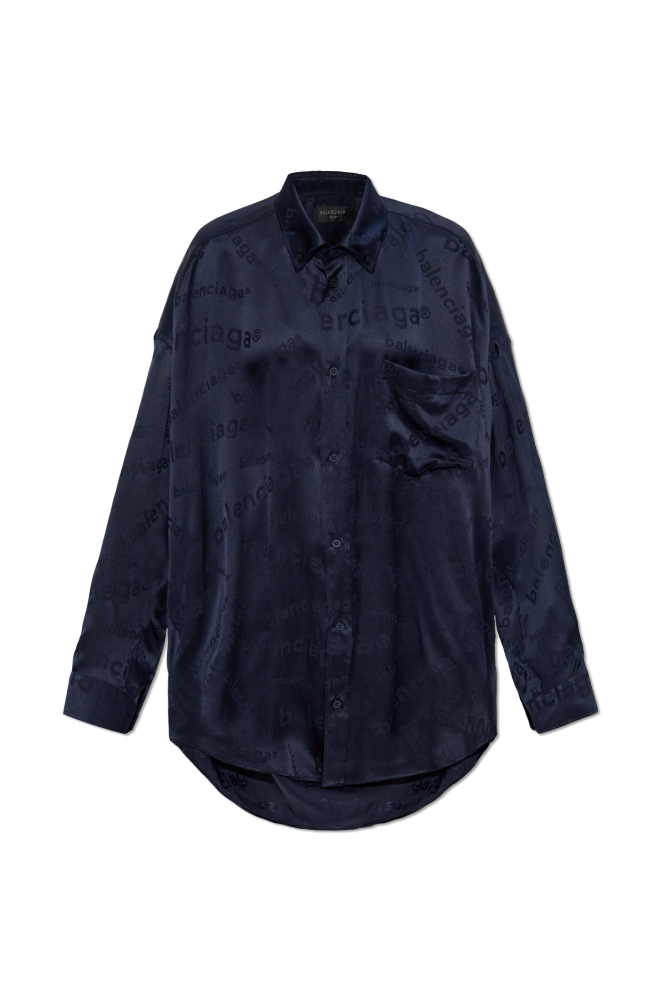 Navy blue Silk shirt with logo Balenciaga Vitkac Canada